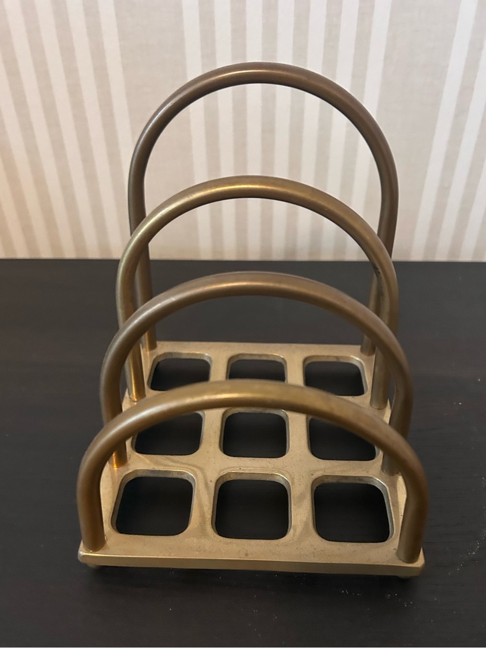 Vintage Brass Letter Holder 1970s Mail Organizer Arched Design Made In Taiwan